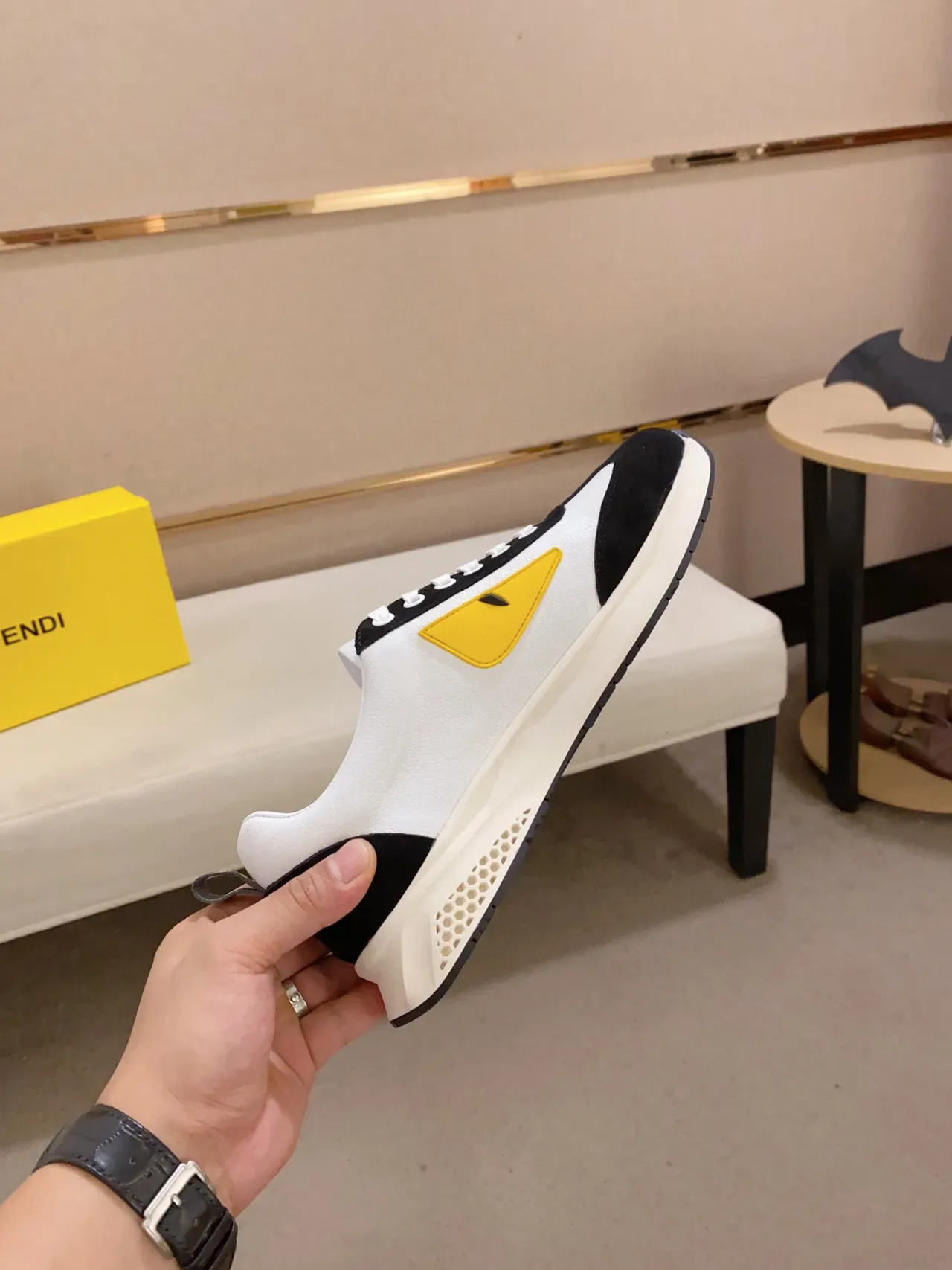 Fendi Monster Eye White Black Yellow Lifestyle Sneakers 3