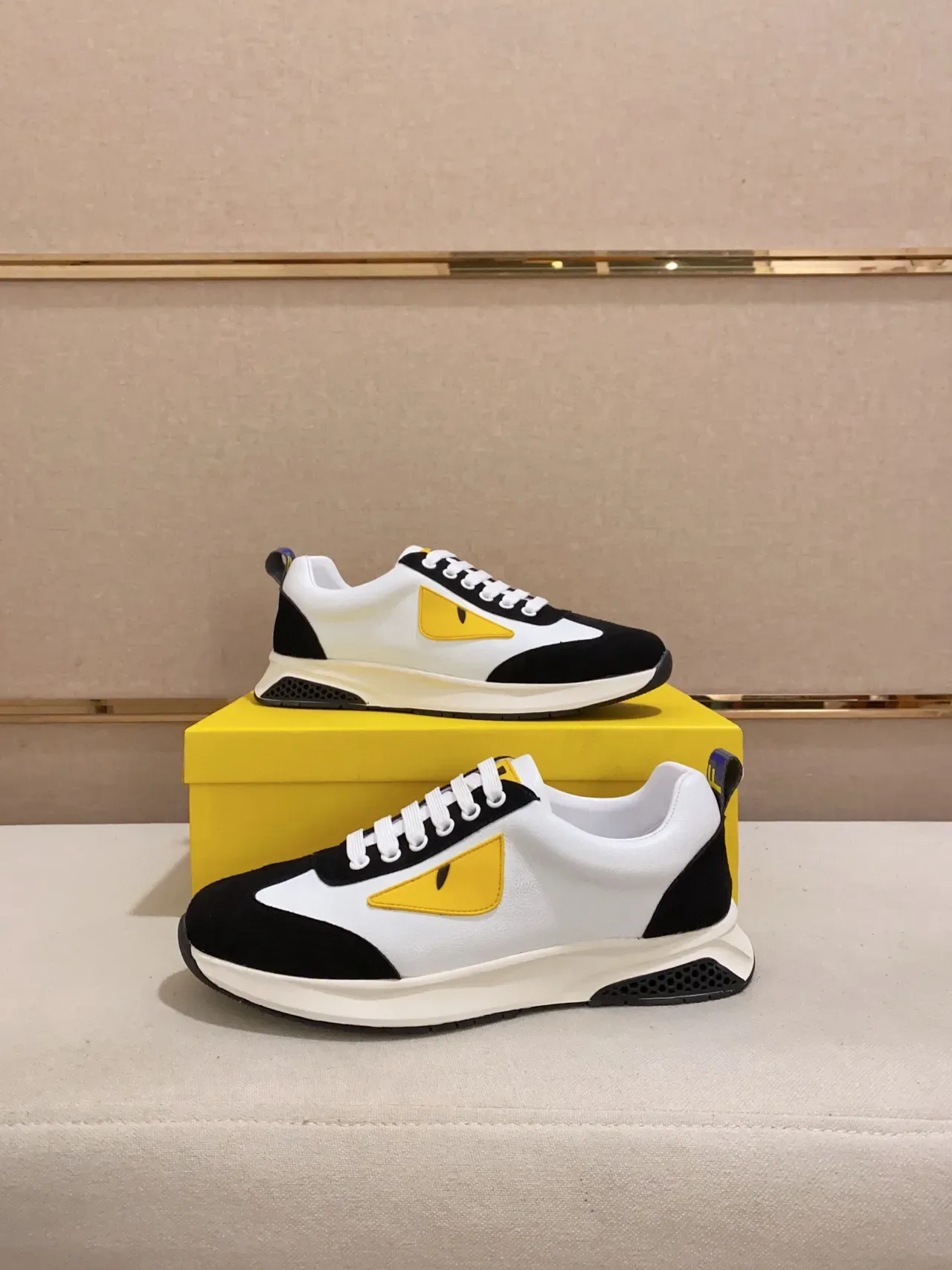 Fendi Monster Eye White Black Yellow Lifestyle Sneakers 5