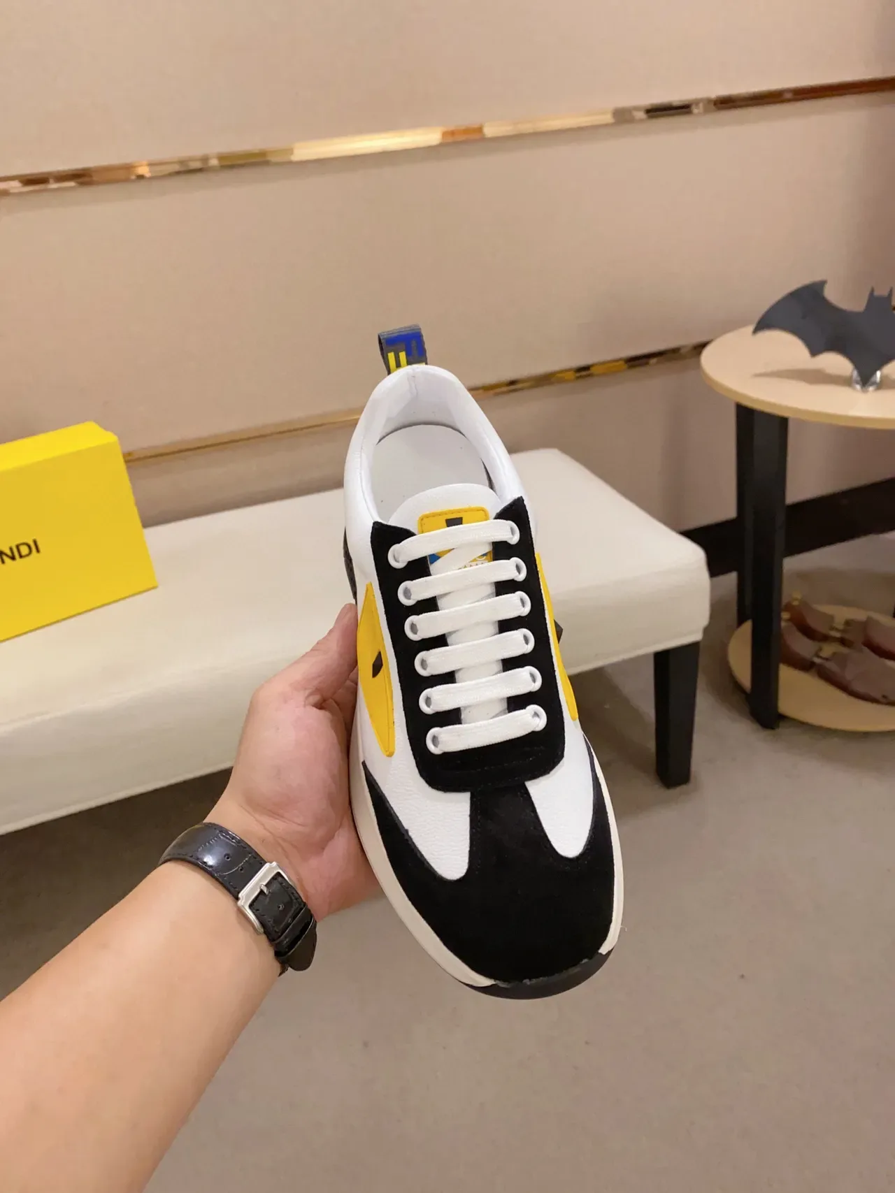 Fendi Monster Eye White Black Yellow Lifestyle Sneakers 9