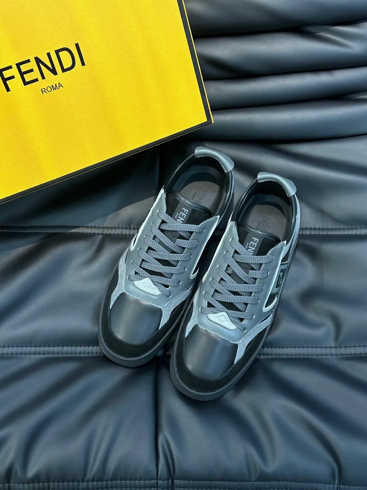Fendi Panelled FF Logo Gray and Black Lifestyle Sneaker 2