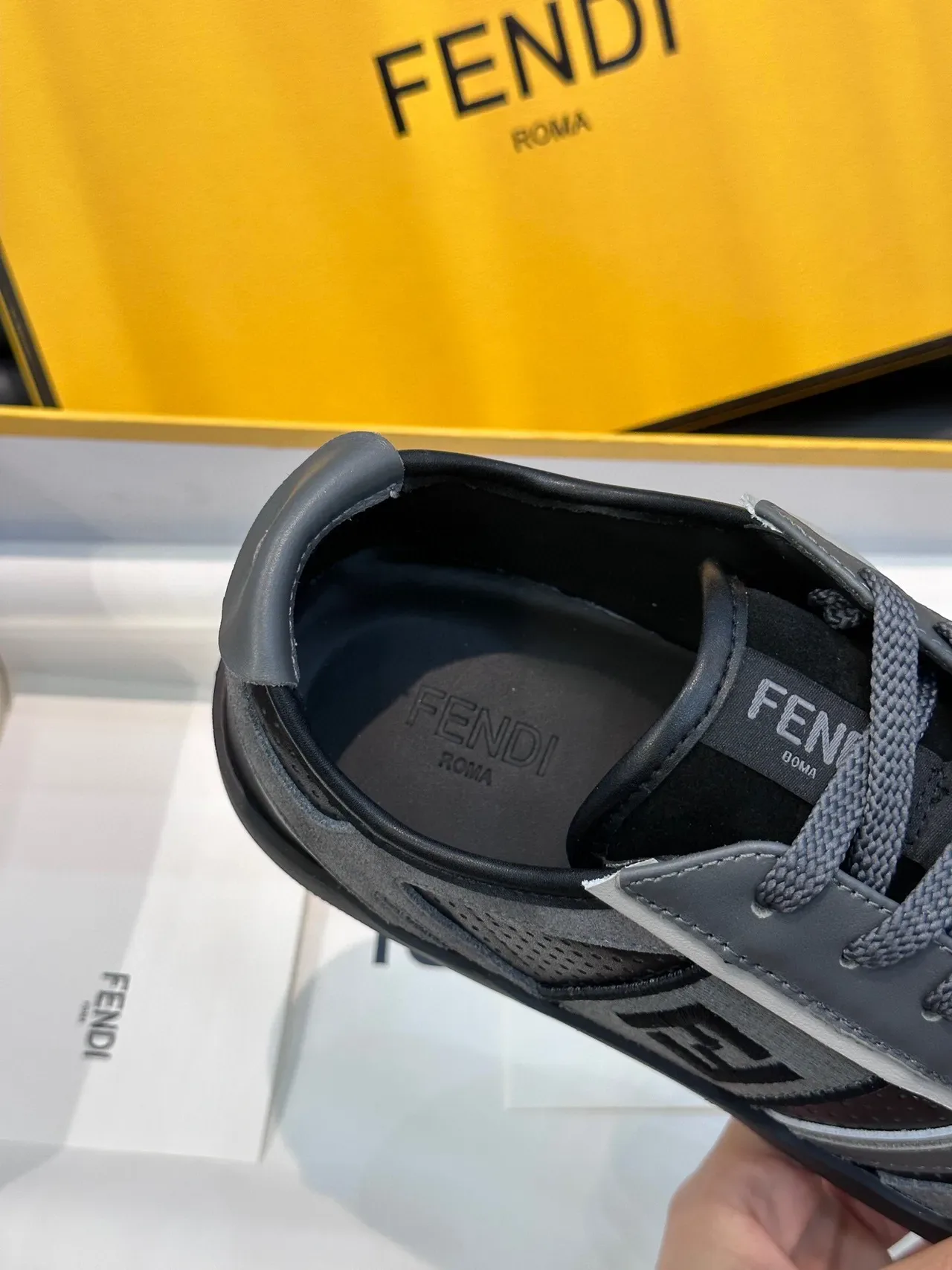 Fendi Panelled FF Logo Gray and Black Lifestyle Sneaker 8