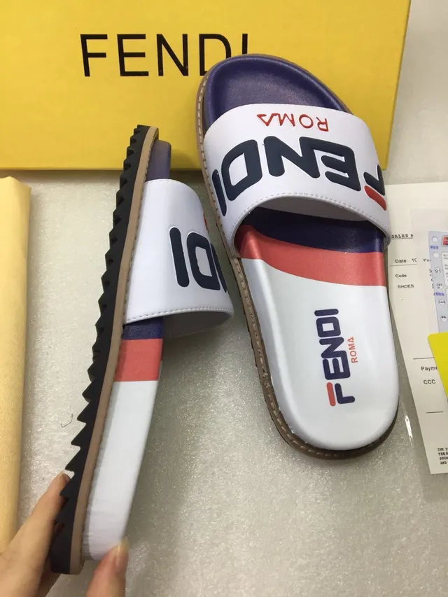 Fendi Slide branco marinho vermelho Logo-Print slides 2