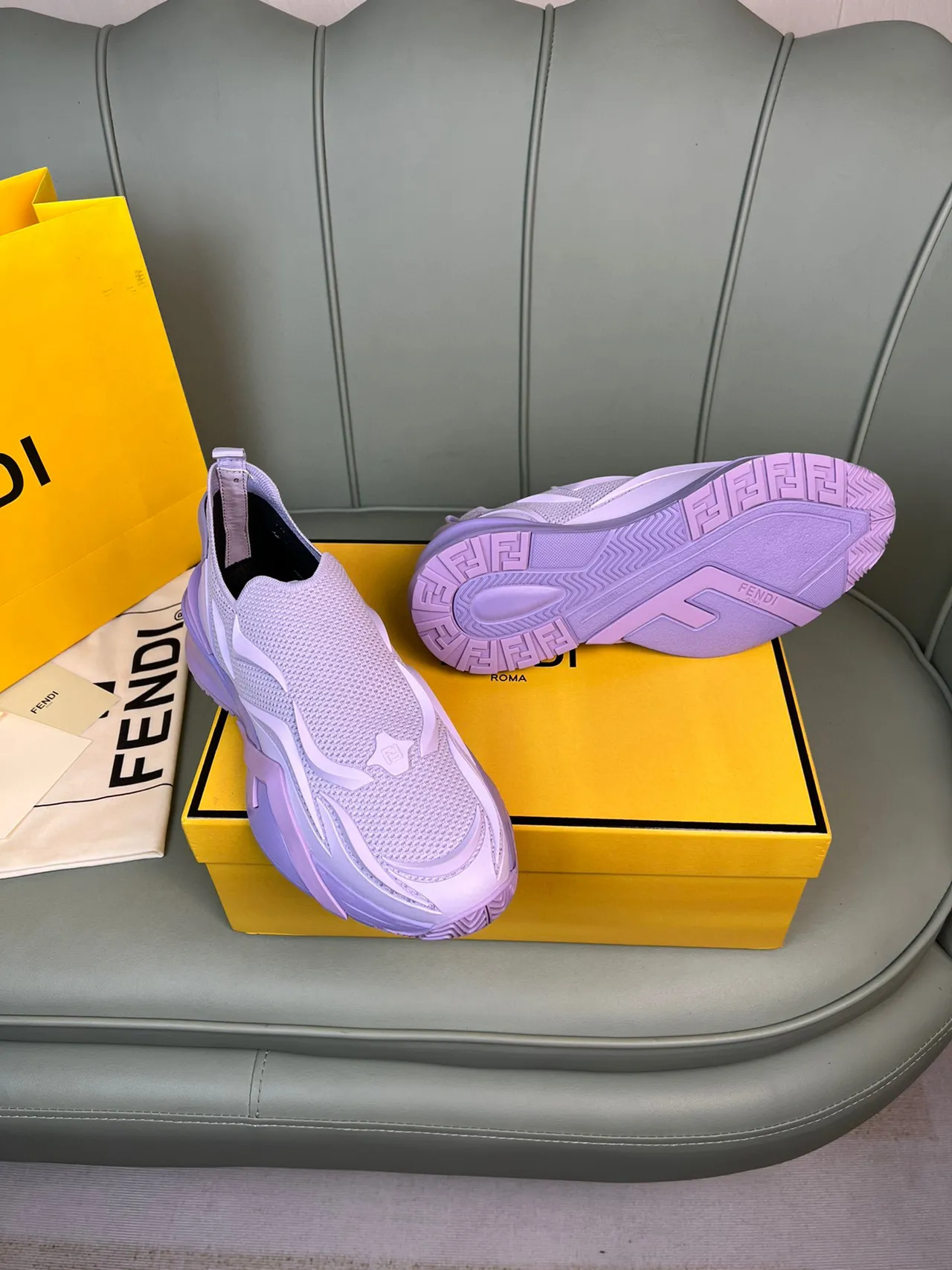 Fendi Speed Trainer Lavanda Slip-On Lifestyle Tênis 7