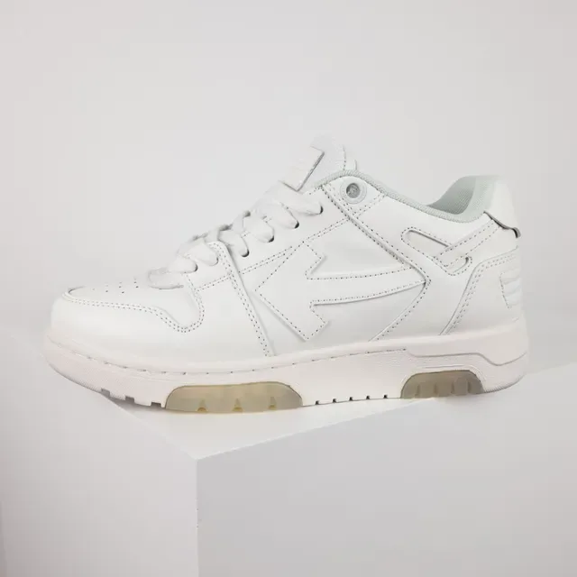 All-White Leather Low-Top Lifestyle Sneakers 9