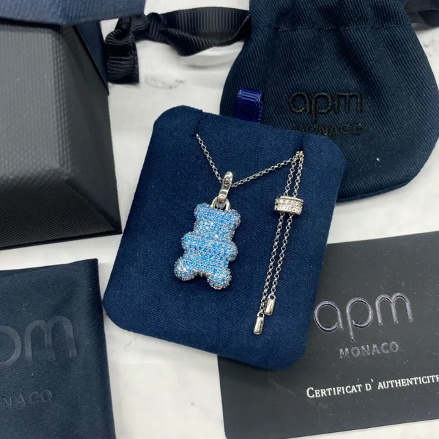 APM Monaco Bear Pave-Crystal Pendant Necklace 2