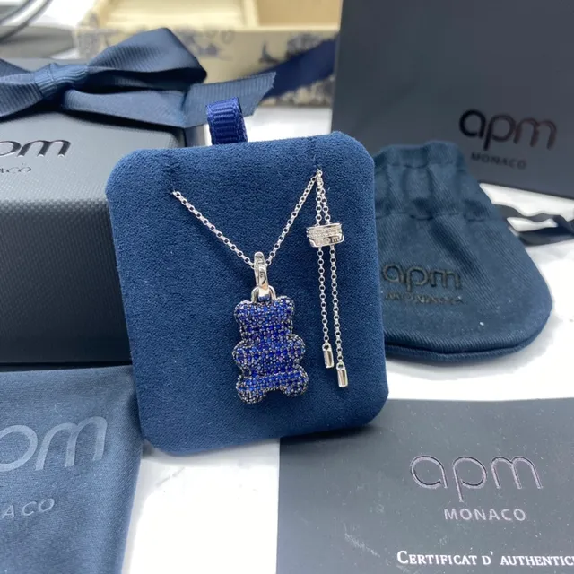 APM Monaco Bear Pave-Crystal Pendant Necklace 5