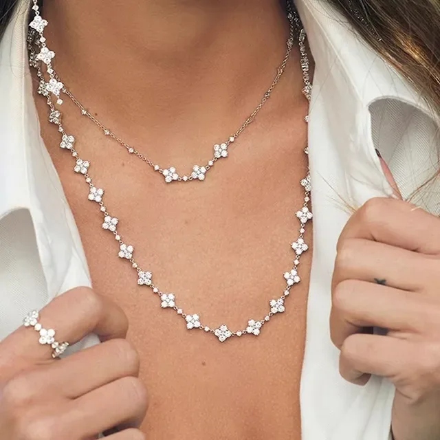APM Monaco Floral Pavé Diamond Cluster Necklace 2