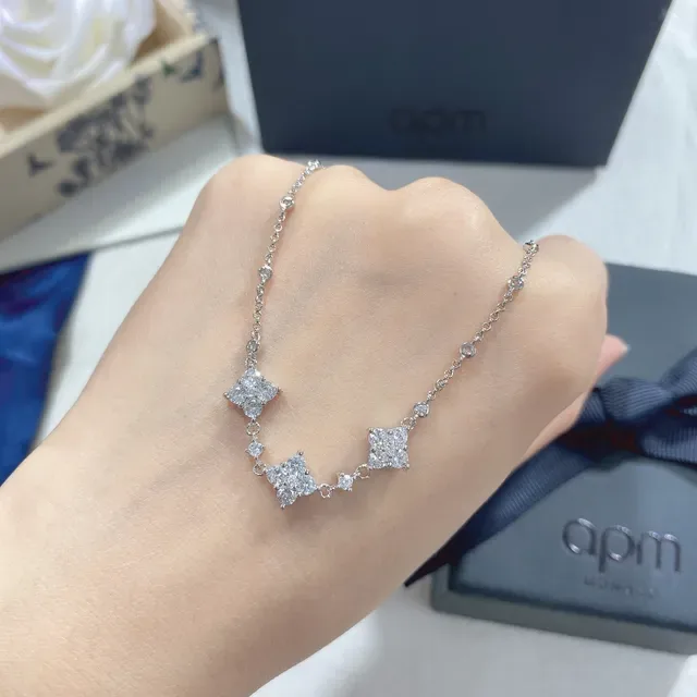 APM Monaco Floral Pavé Diamond Cluster Necklace 5
