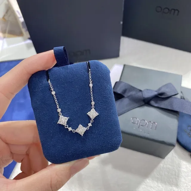 APM Monaco Floral Pavé Diamond Cluster Necklace 9