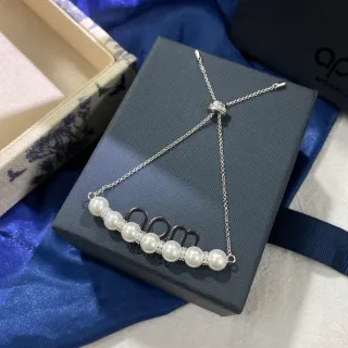 APM Monaco Plata blanca Cadena en forma de Y Barra de perla Colgante Collar