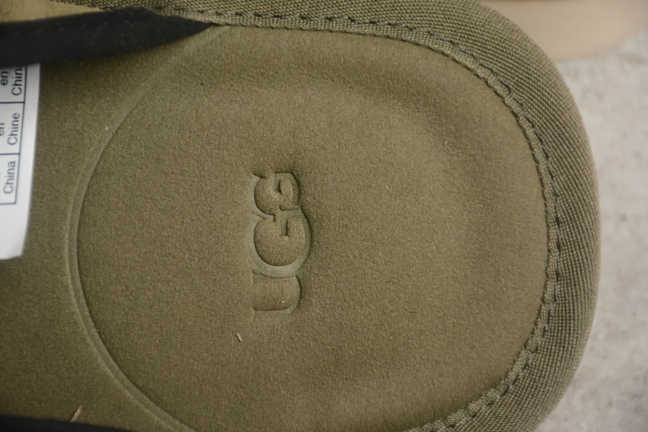 Army Green Beige Olive Suede Upper Black-Trimmed Strap Slippers 3