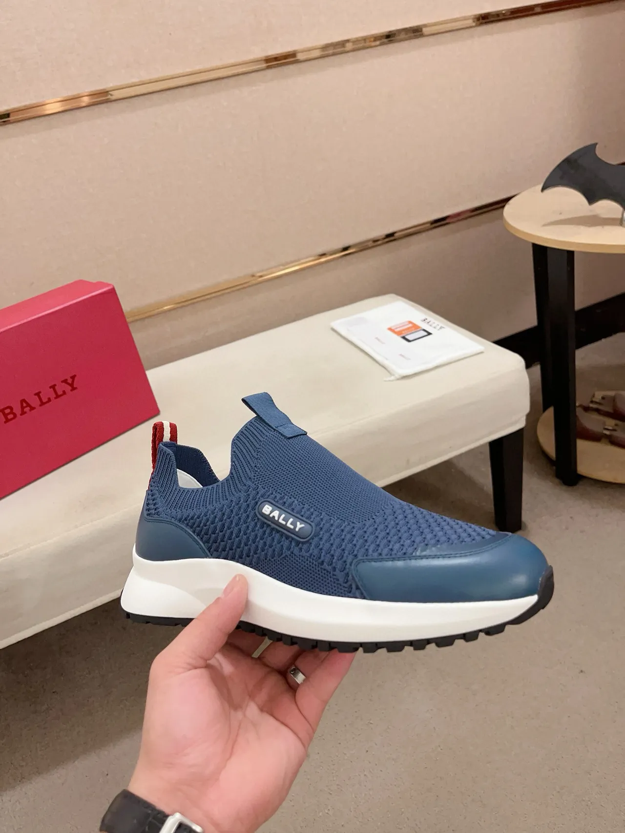 BALLY Knit Slip-On Navy Lifestyle Sneakers 4