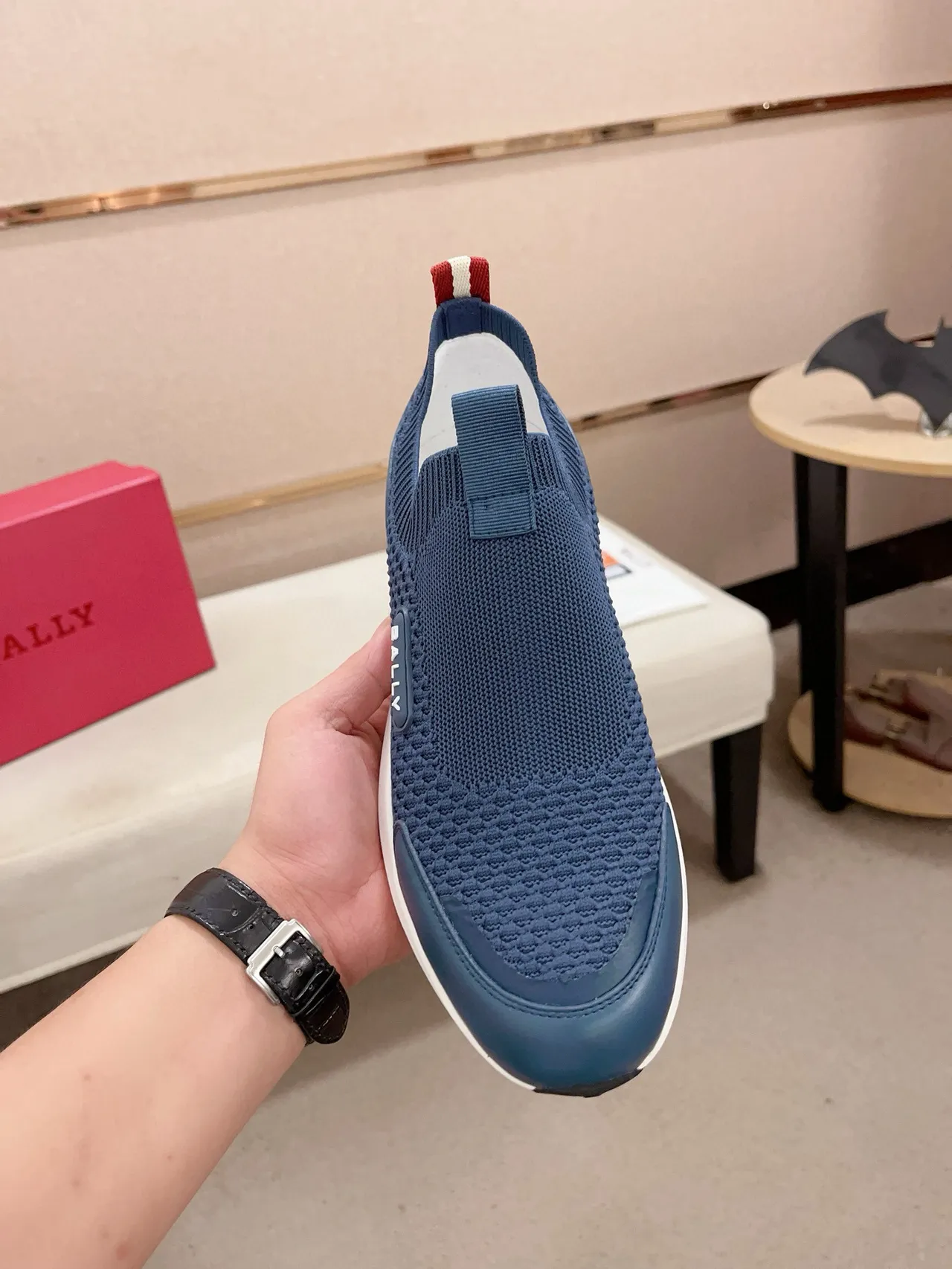 BALLY Knit Slip-On Navy Lifestyle Sneakers 5