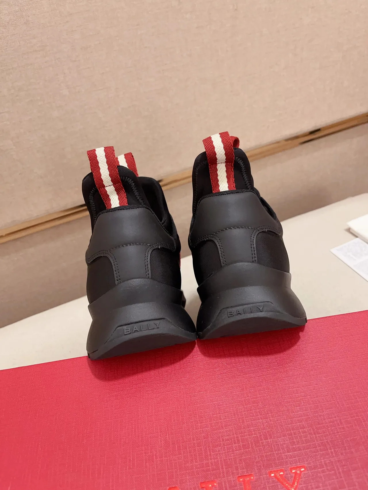Bally Runner Black Red Leather-Like Upper Striped Side Stripe Lifestyle Sneakers 3