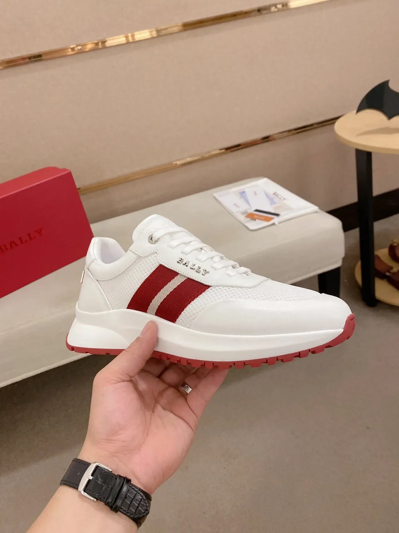 Bally White and Red Stripe Lifestyle Sneaker 4