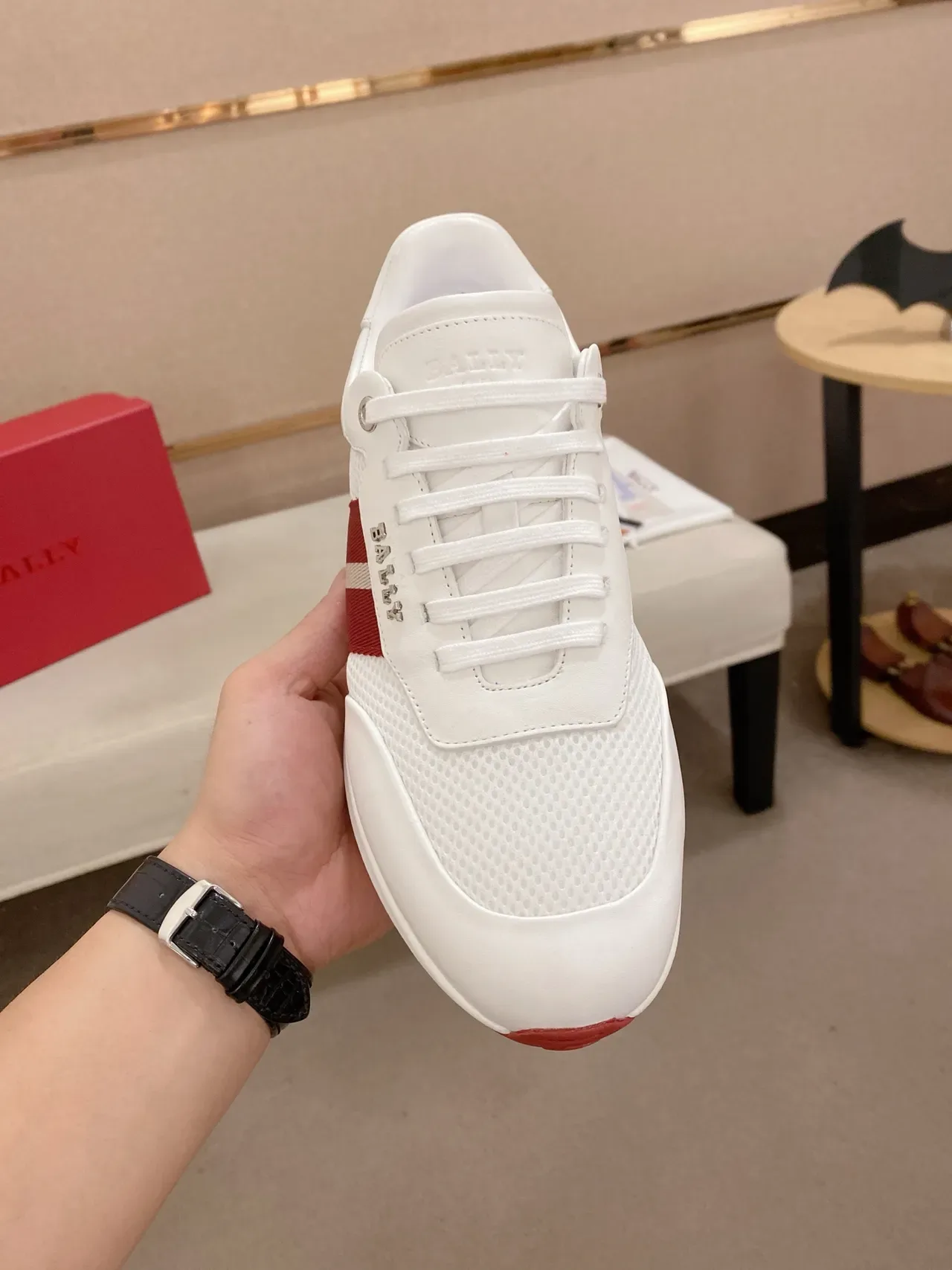 Bally White and Red Stripe Lifestyle Sneaker 5