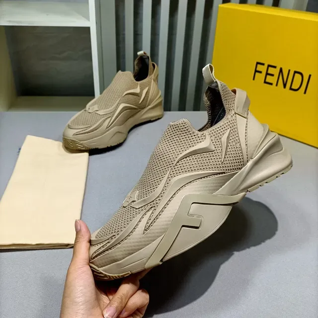 Beige Black Slip-On Knit Mesh Upper Sneakers 8