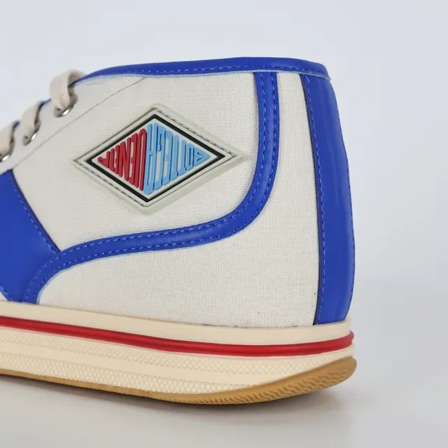 Beige Blue High-Top Canvas Upper Sneakers 4