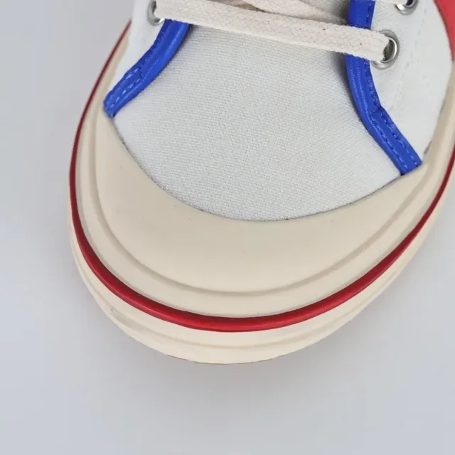 Beige Blue High-Top Canvas Upper Sneakers 5