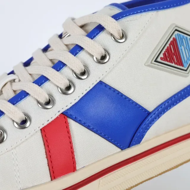 Beige Blue High-Top Canvas Upper Sneakers 6