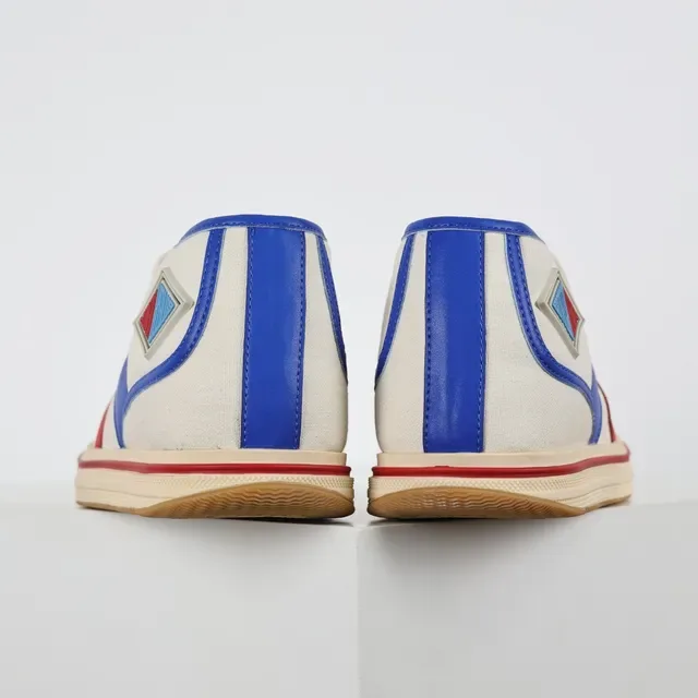Beige Blue High-Top Canvas Upper Sneakers 8