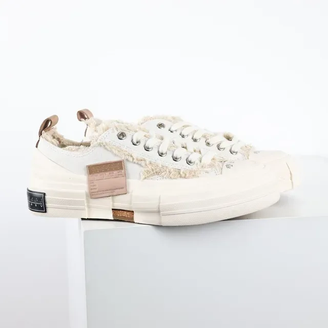 Beige Brown Canvas Upper Frayed Raw-Edge Trim Sneakers 3