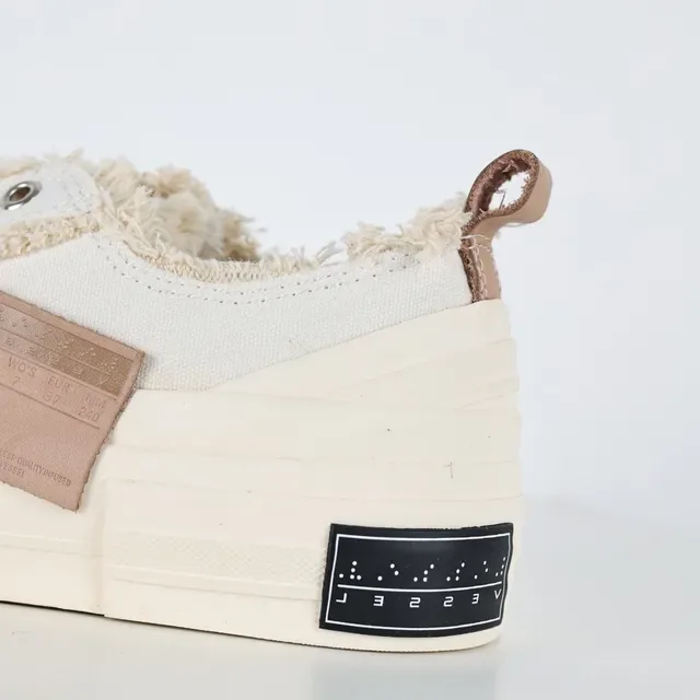 Beige Brown Canvas Upper Frayed Raw-Edge Trim Sneakers 4
