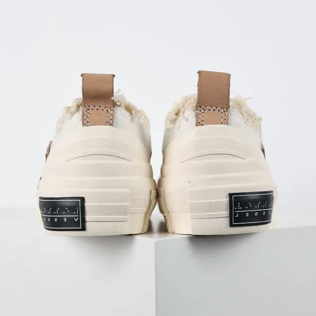 Beige Brown Canvas Upper Frayed Raw-Edge Trim Sneakers 8