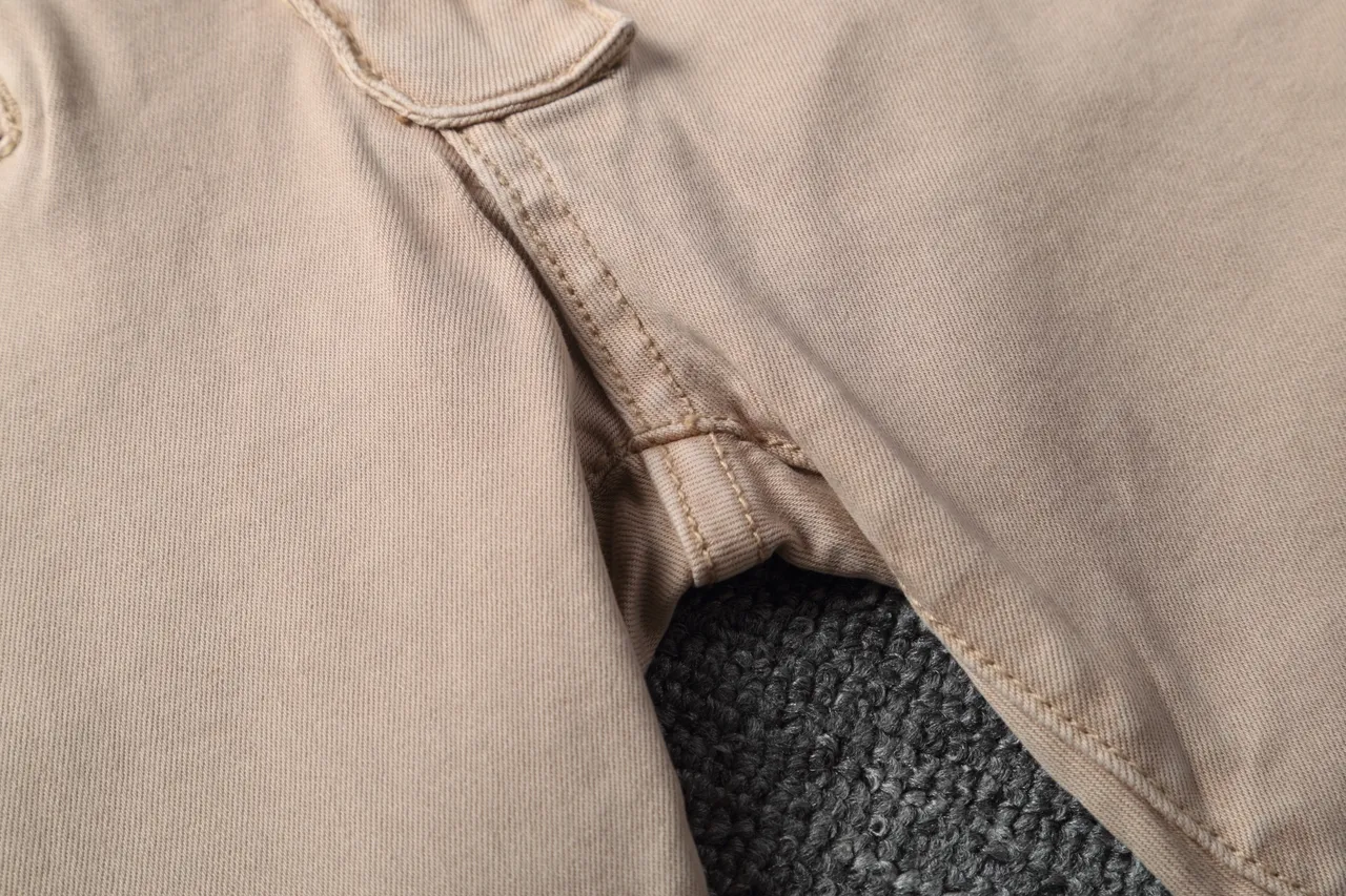 Beige Motorcycle-Style Slim Fit Pants 10