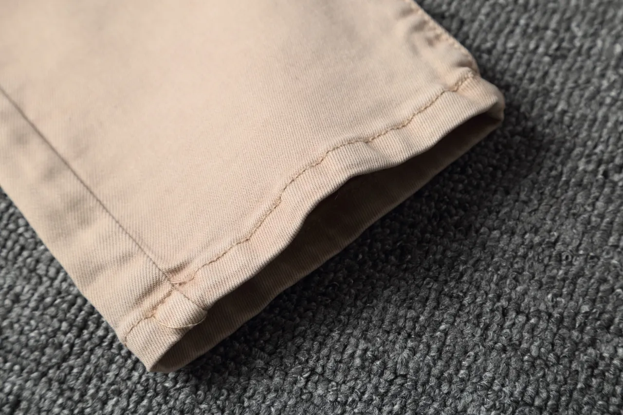 Beige Motorcycle-Style Slim Fit Pants 13