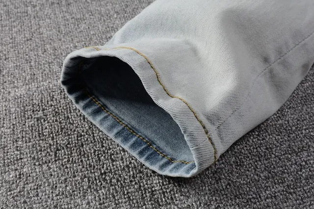 Beige Multicolor Light-Wash Distressed Slim-Fit Jeans 8