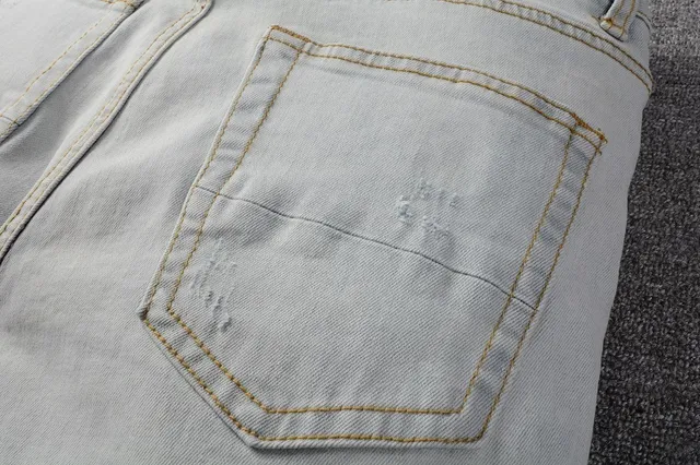 Beige Multicolor Light-Wash Distressed Slim-Fit Jeans 10