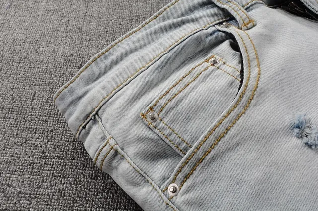 Beige Multicolor Light-Wash Distressed Slim-Fit Jeans 15