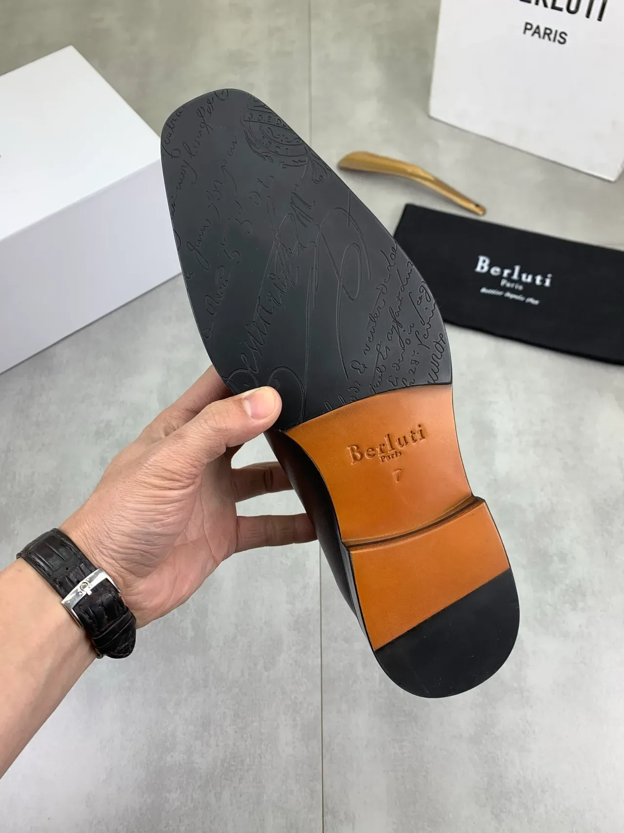 Berluti Brown Black Square-Toe Welted Construction Oxford Shoes 3