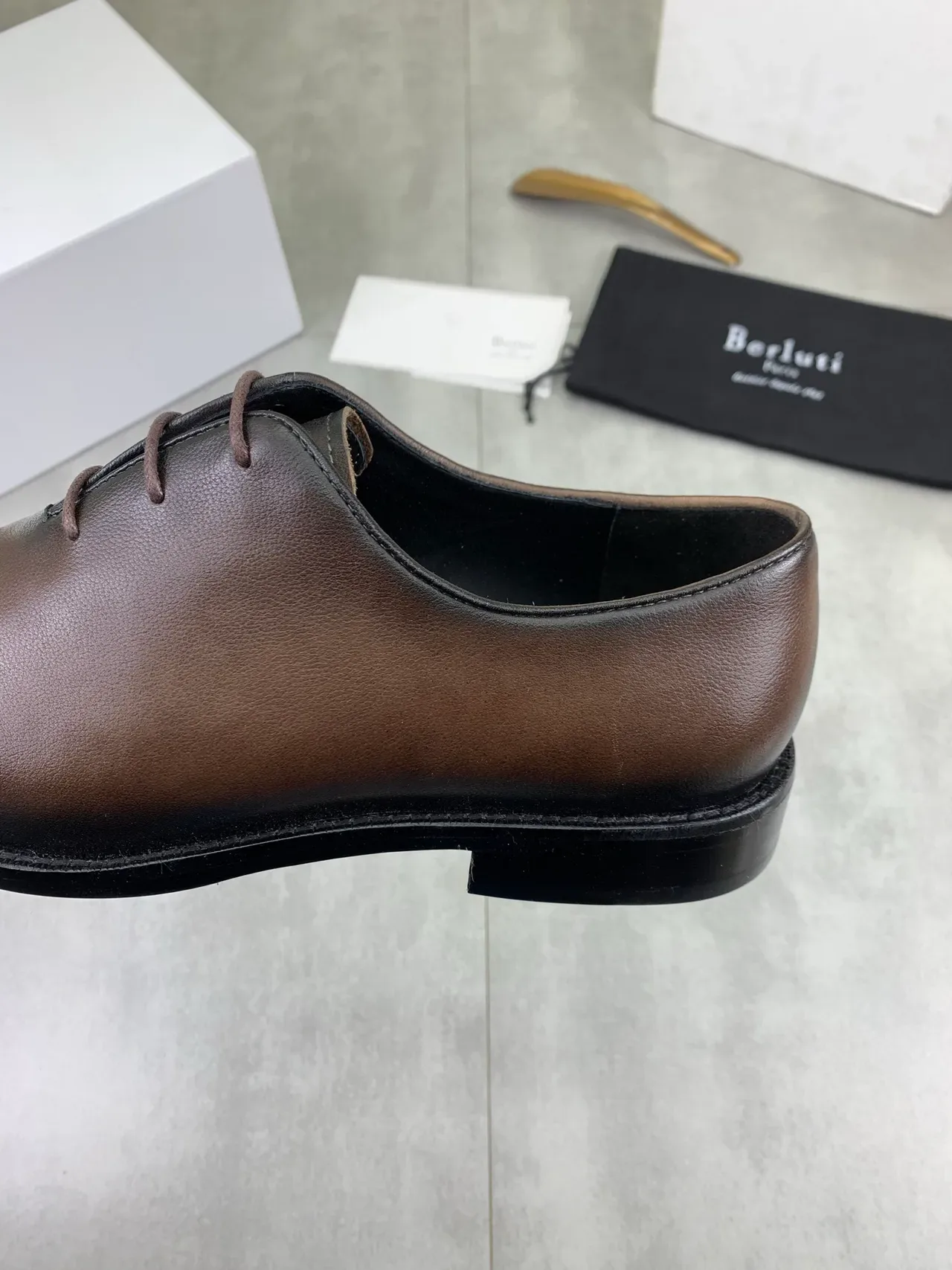Berluti Brown Black Square-Toe Welted Construction Oxford Shoes 4