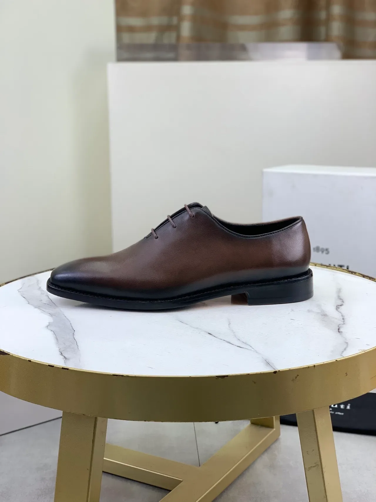 Berluti Brown Black Square-Toe Welted Construction Oxford Shoes 7