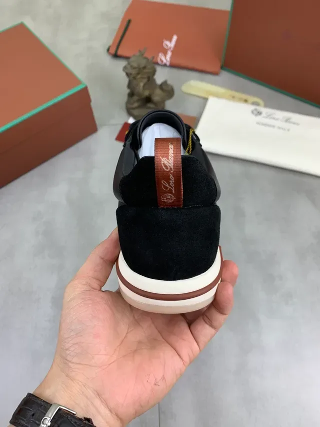 Black and Cream Mixed-Material Lifestyle Sneaker 4