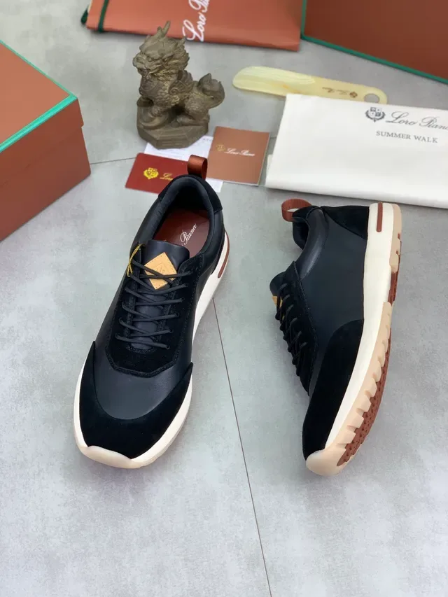 Black and Cream Mixed-Material Lifestyle Sneaker 6