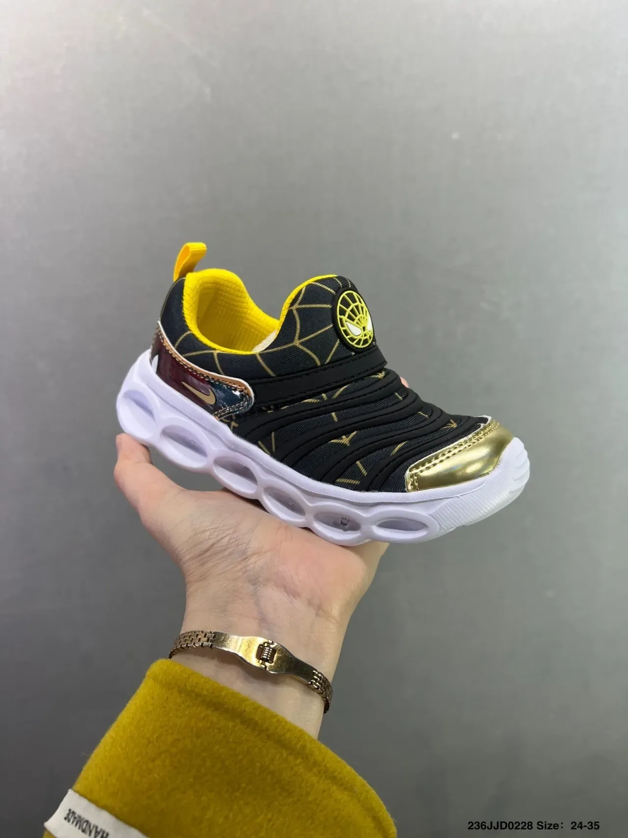 Black and Gold Character-Themed Slip-On Kids Sneaker 2