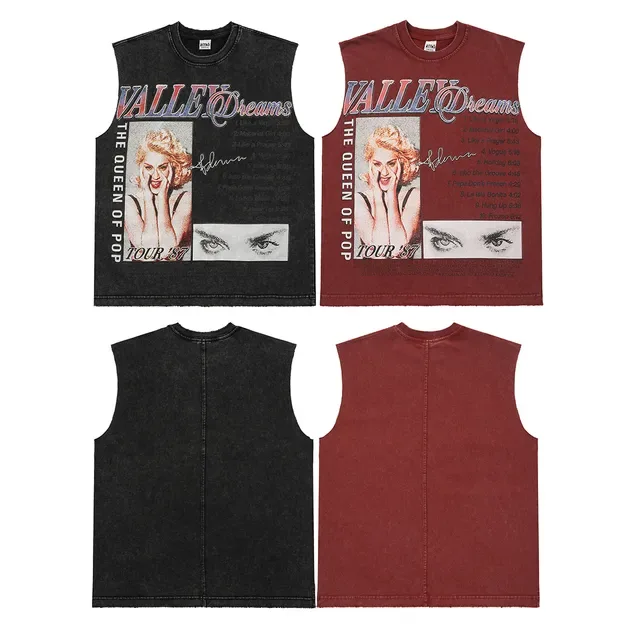 Black and Maroon Graphic-Print Distressed Sleeveless Vest Top 2