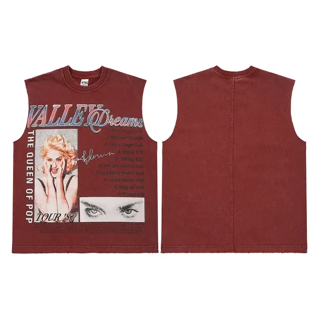 Black and Maroon Graphic-Print Distressed Sleeveless Vest Top 3