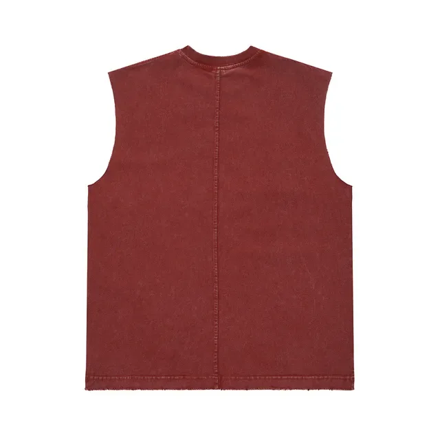 Black and Maroon Graphic-Print Distressed Sleeveless Vest Top 5