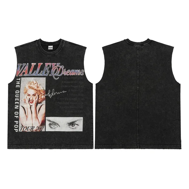 Black and Maroon Graphic-Print Distressed Sleeveless Vest Top 6