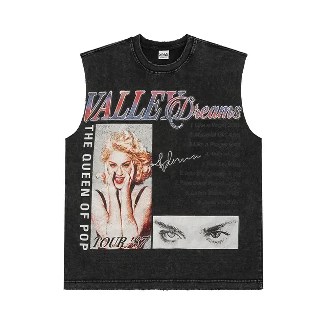 Black and Maroon Graphic-Print Distressed Sleeveless Vest Top 7