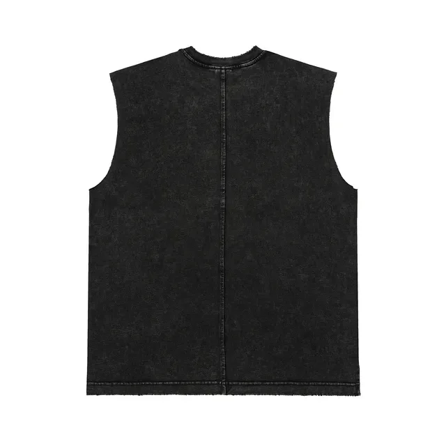 Black and Maroon Graphic-Print Distressed Sleeveless Vest Top 8