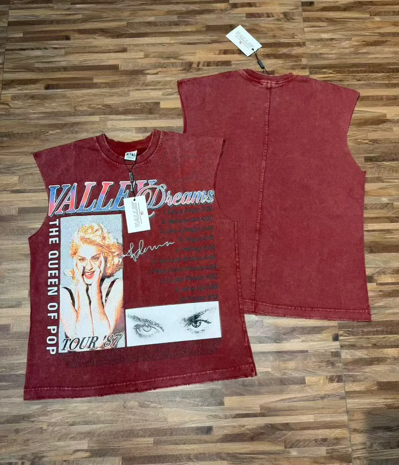 Black and Maroon Graphic-Print Distressed Sleeveless Vest Top 12