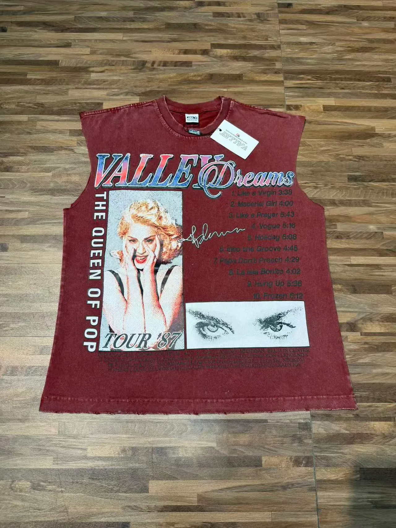 Black and Maroon Graphic-Print Distressed Sleeveless Vest Top 13