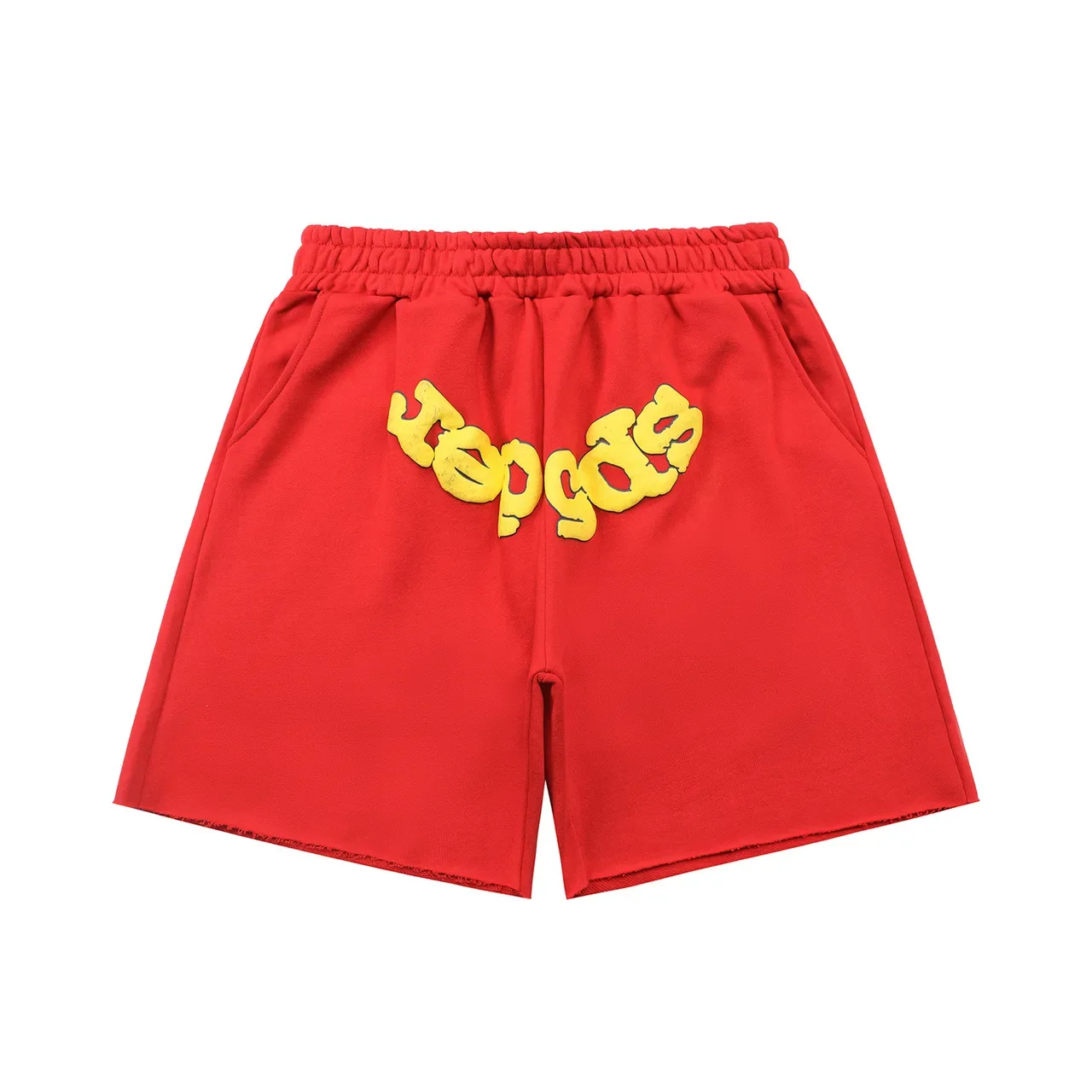 Black and Red Graphic Appliqué Elastic Waist Shorts 3