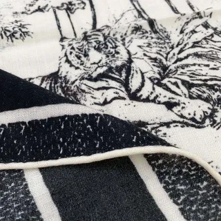 黑白插图老虎森林印花丝巾