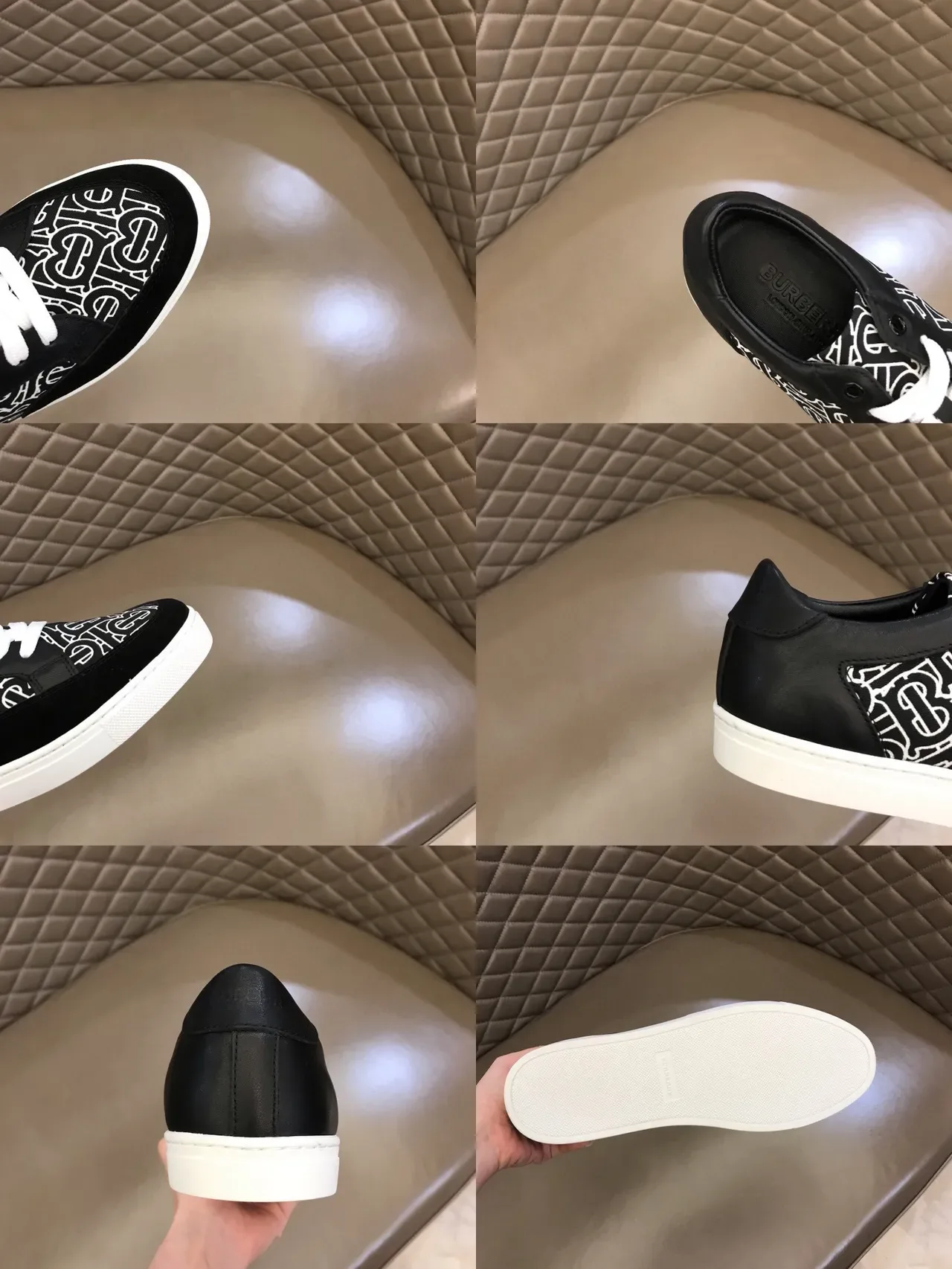 Black and White Monogram Print Low-Top Lifestyle Sneaker 3